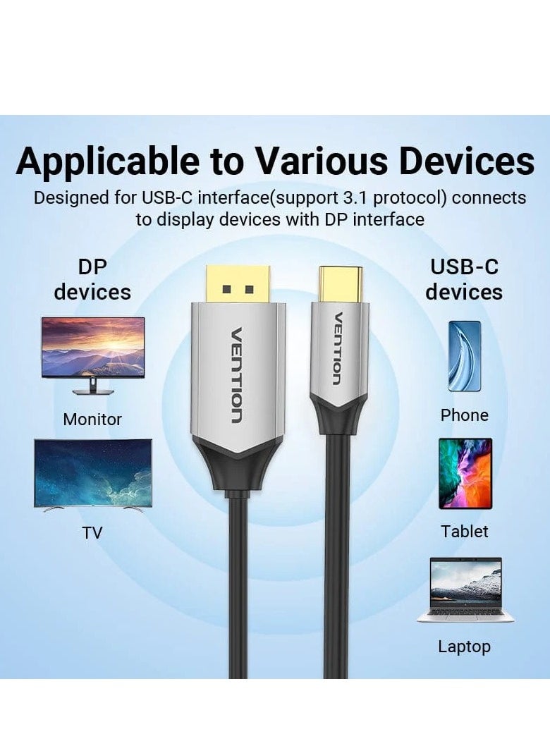 VENTION Vention USB C to DisplayPort Cable 5FT [4K@60Hz, 2K@165Hz, 2K@144Hz], USB Type C to DP 1.2v Cord Thunderbolt 3/4 Compatible for MacBook Pro/Air, iMac, iPad Pro 2020, XPS 15/13, Galaxy S20/S10  - Image 5