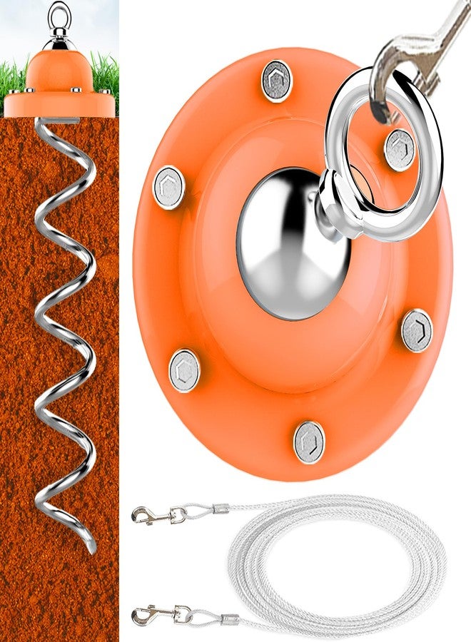 Eurmax USA 360° Swivel Pet Dog Tie Out Stake Bonus 17FT Dog Tie Out Cable Dog Anchor Heavy Duty Anchor Dog Tether （Orange） - Image 1