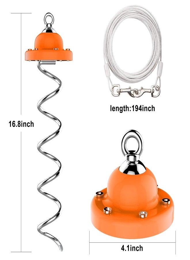 Eurmax USA 360° Swivel Pet Dog Tie Out Stake Bonus 17FT Dog Tie Out Cable Dog Anchor Heavy Duty Anchor Dog Tether （Orange） - Image 3