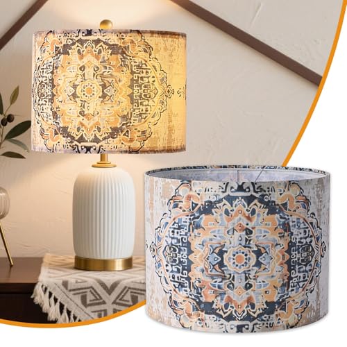 PEESIN Fabric Round Drum Lamp Shades, 13x13x10in Moroccan Trellis Lamp shade, Boho Lampshade Fit Spider, Farmhouse Lamp Shades for Table Lamps, Rustic for Floor Lamps, 1 Pack - Image 1