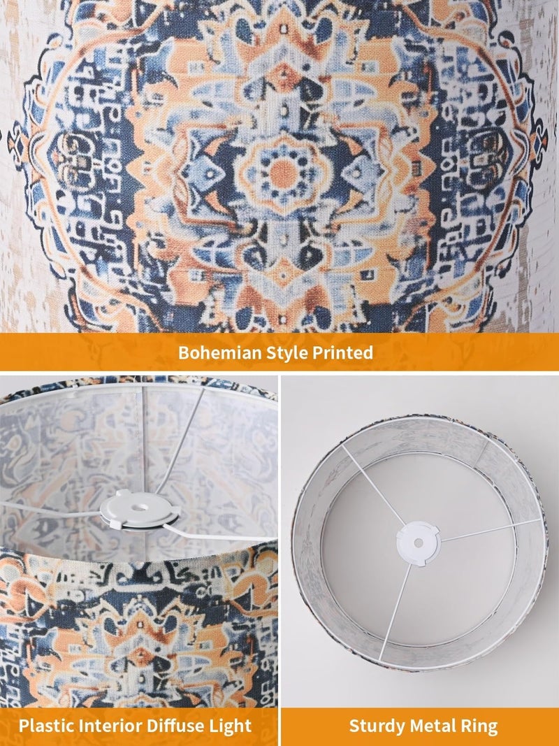 PEESIN Fabric Round Drum Lamp Shades, 13x13x10in Moroccan Trellis Lamp shade, Boho Lampshade Fit Spider, Farmhouse Lamp Shades for Table Lamps, Rustic for Floor Lamps, 1 Pack - Image 5