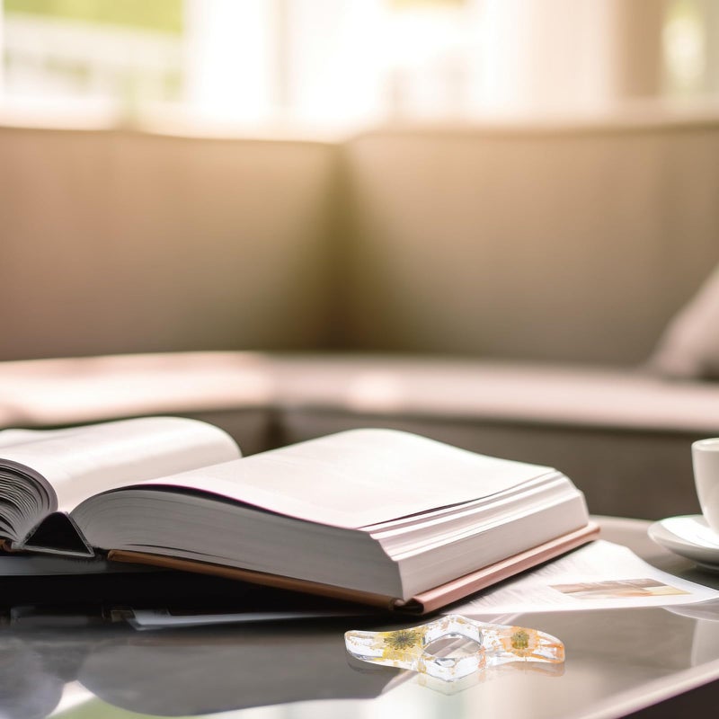 حامل صفحة كتاب الإبهام من راتنج الزهور، إشارة كتاب قابلة لإعادة الاستخدام للقراءة باللون البرتقالي والأصفر - Image 5