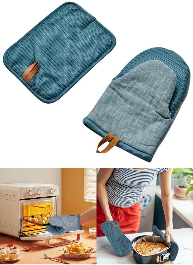 FALMER - Set of 2 Oven Mitts -Blue - Image 1