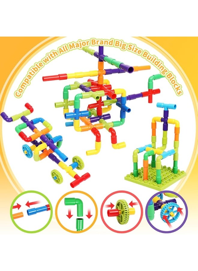 EP EXERCISE N PLAY STEM Toy Pipe Tube Building Set for Kids 175 Pieces Interlocking Construction Tubular Pipes Blocks Set with Storage Container Box Educational Toy Building Pipeworks Blocks Gift for Boys Girls Age 3  - Image 3