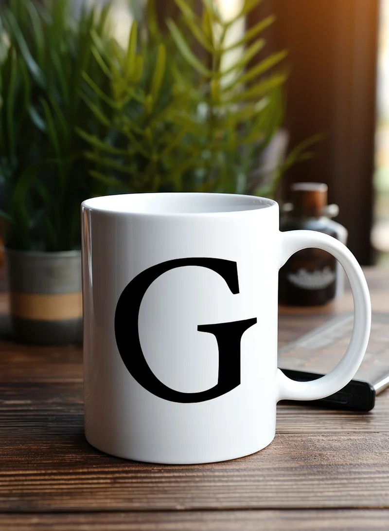 LOWHA 11 oz Ceramic Mug with Letter G Design on Both Sides