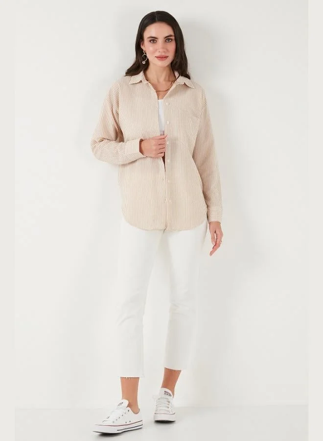 Lela  Lela Regular Fit Long Sleeve Pocket Striped Shirt Women's SHIRT 6772895 for Women | Best Price UAE