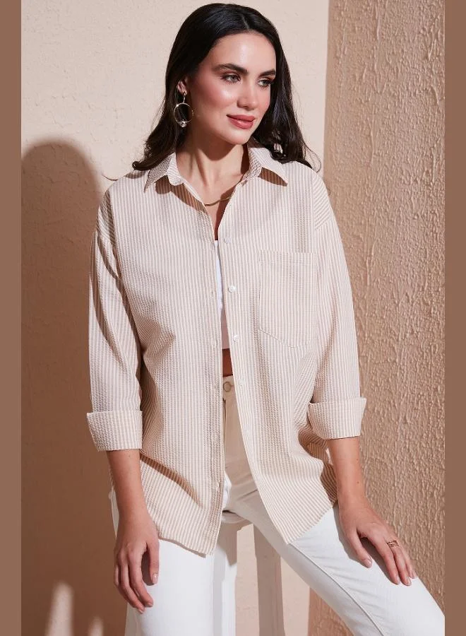 Lela Lela Regular Fit Long Sleeve Pocket Striped Shirt Women's SHIRT 6772895