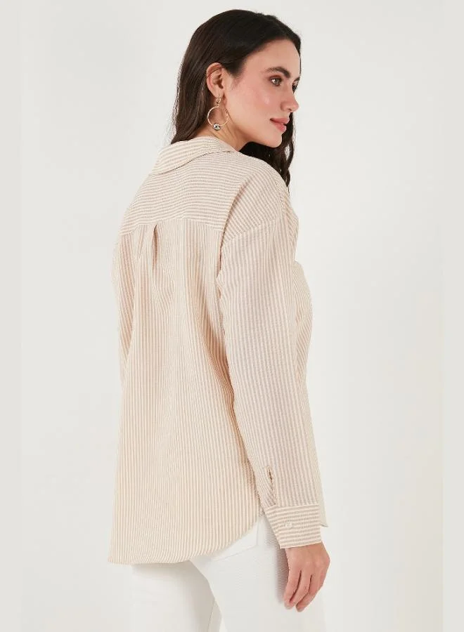 Lela  Lela Regular Fit Long Sleeve Pocket Striped Shirt Women's SHIRT 6772895 for Women | Best Price UAE