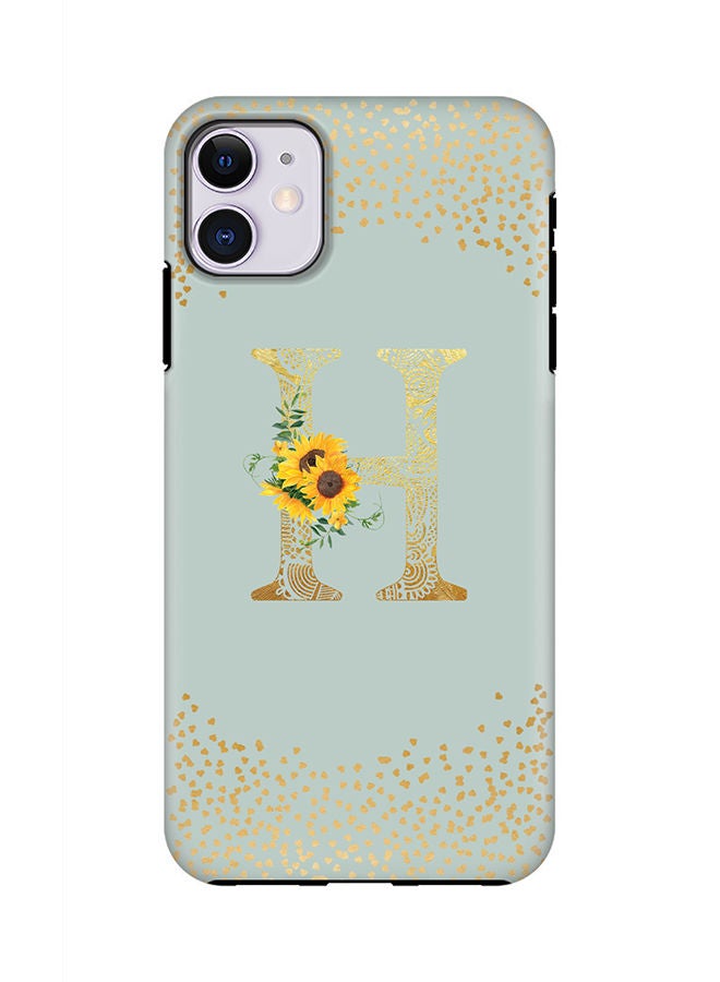 Stylizedd Monogram Tough Series for Apple iPhone 11 Custom Initials Floral Mandala Pattern Tough Pro Dual Layer hybrid PC inner TPU protection Alphabet- H (Light Green) - Image 1