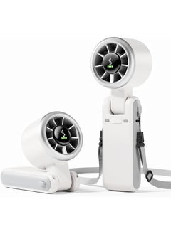 Aookay Portable Handheld Turbo Fan: 5000mAh Battery 5 Gear Wind Personal Fans Hand Fan Portable Rechargeable - 12 Hours Pocket Fan 3 in 1 Hand Held Fan - Portable Fan for Travel Outdoor Indoor (White)  - Image 2