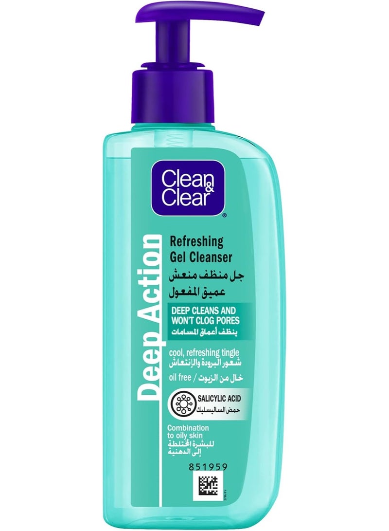 Clean & Clear Gel Cleanser Deep Action Refreshing 150ml, Face Wash for Oily and Combination Skin, Deep Cleansing and Refreshing Formula to Help Remove Impurities and Excess Oil - Image 1