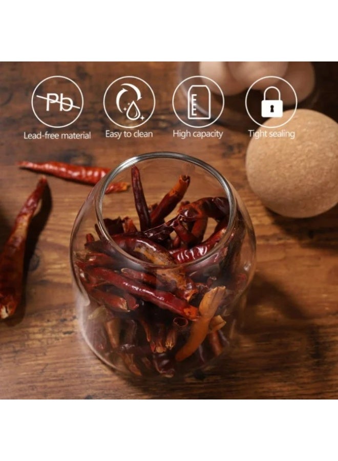 Glass Storage Jar with Wood Lid Ball Clear Candy Jar for Serving Tea Coffee 3Pcs (500-750-1000ml) - Image 4