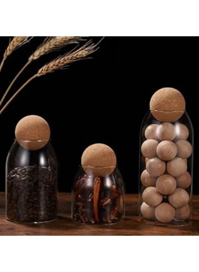 Glass Storage Jar with Wood Lid Ball Clear Candy Jar for Serving Tea Coffee 3Pcs (500-750-1000ml) - Image 5