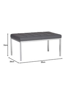 INDIAN DECOR INDIAN DECOR 31470 Leather Bench Size 285 x 18 x 18 Living Room Bench Grey Fabric with Chrome Frame  - Image 2