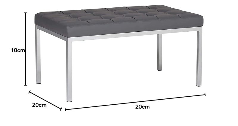 INDIAN DECOR INDIAN DECOR 31470 Leather Bench Size 285 x 18 x 18 Living Room Bench Grey Fabric with Chrome Frame  - Image 2