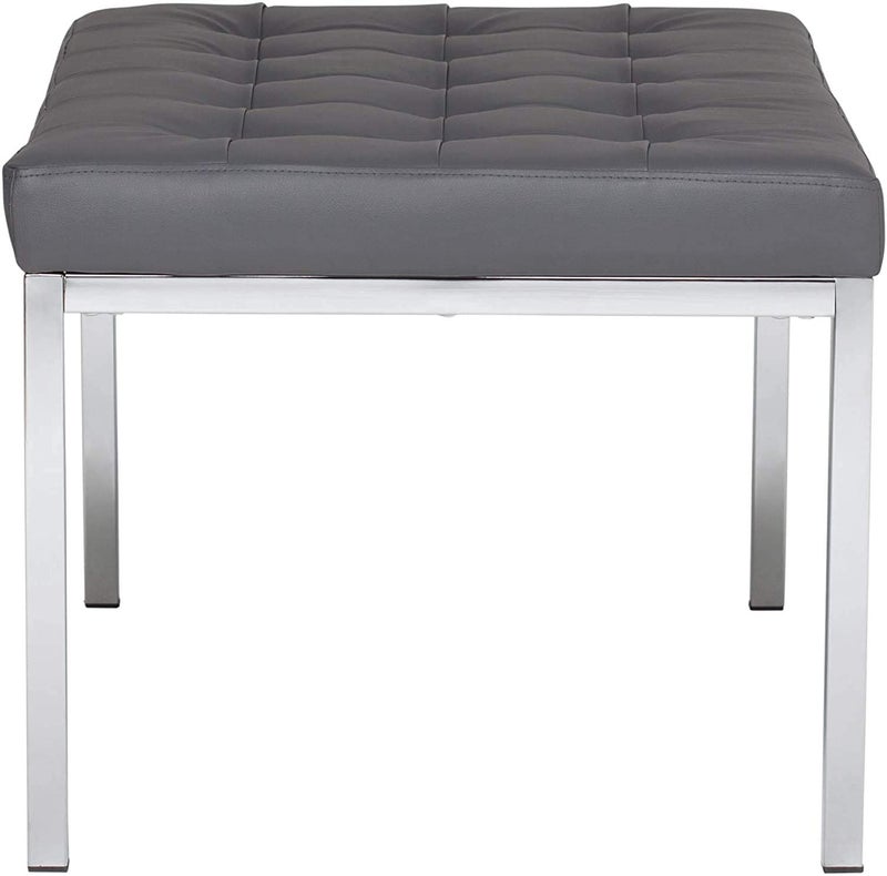 INDIAN DECOR INDIAN DECOR 31470 Leather Bench Size 285 x 18 x 18 Living Room Bench Grey Fabric with Chrome Frame  - Image 5