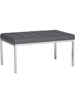 INDIAN DECOR INDIAN DECOR 31470 Leather Bench Size 285 x 18 x 18 Living Room Bench Grey Fabric with Chrome Frame  - Image 1