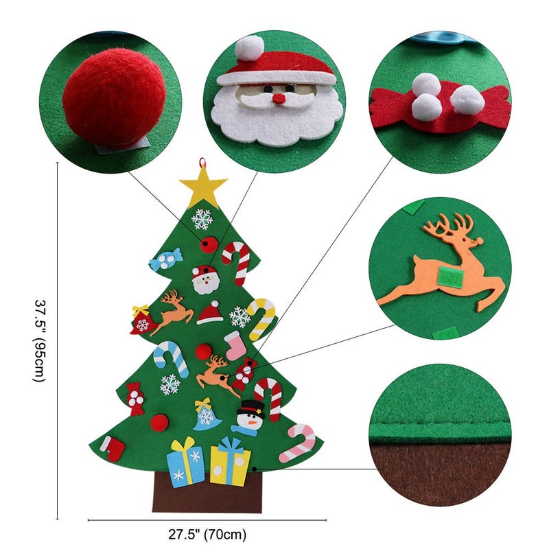 OurWarm Aytai DIY Felt Christmas Tree Set with Ornaments for Kids, Xmas Gifts, New Year Door Wall Hanging Decorations - Image 5