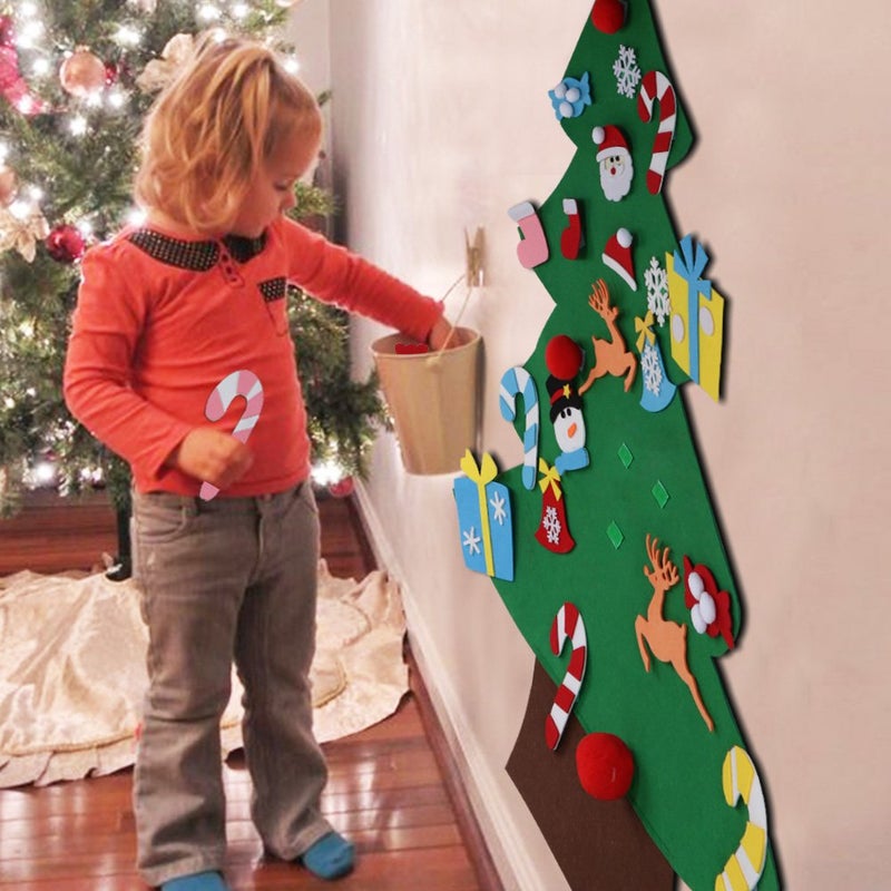 OurWarm Aytai DIY Felt Christmas Tree Set with Ornaments for Kids, Xmas Gifts, New Year Door Wall Hanging Decorations - Image 1