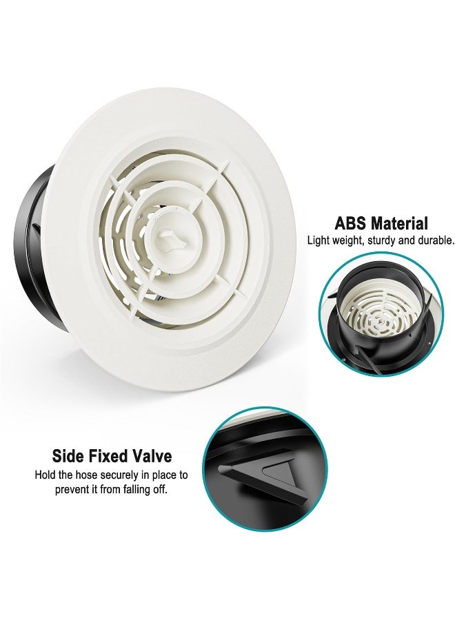 4 Inch Round Air Vent, Adjustable ABS Vent Cover, White Louver Grille Vent Fit for Bathroom, Office, Kitchen, Ventilation Use - Opening Size 3.74" - Image 4