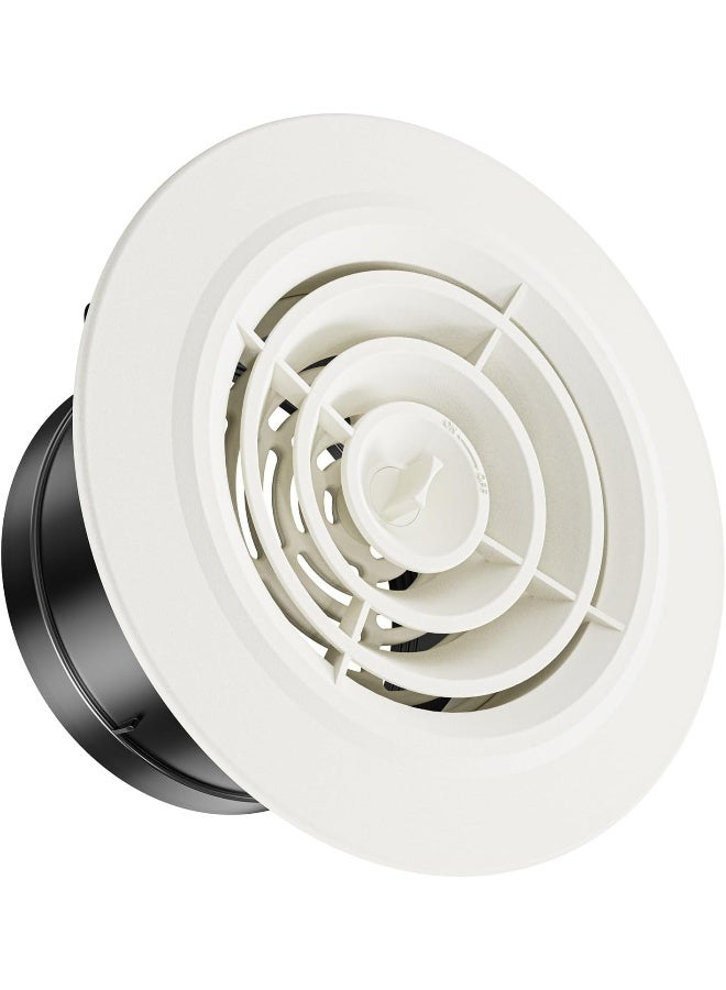 4 Inch Round Air Vent, Adjustable ABS Vent Cover, White Louver Grille Vent Fit for Bathroom, Office, Kitchen, Ventilation Use - Opening Size 3.74" - Image 1