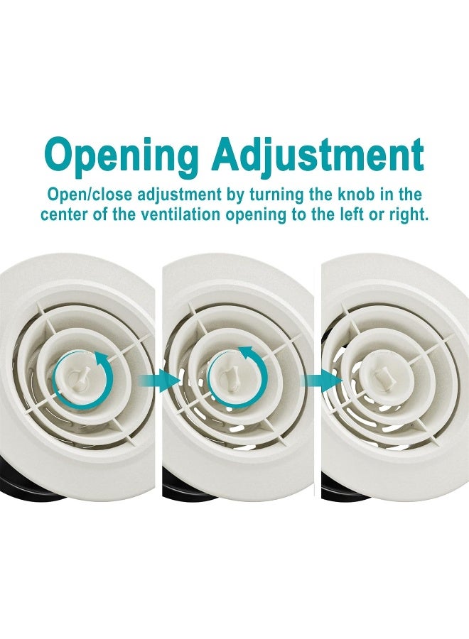 4 Inch Round Air Vent, Adjustable ABS Vent Cover, White Louver Grille Vent Fit for Bathroom, Office, Kitchen, Ventilation Use - Opening Size 3.74" - Image 3
