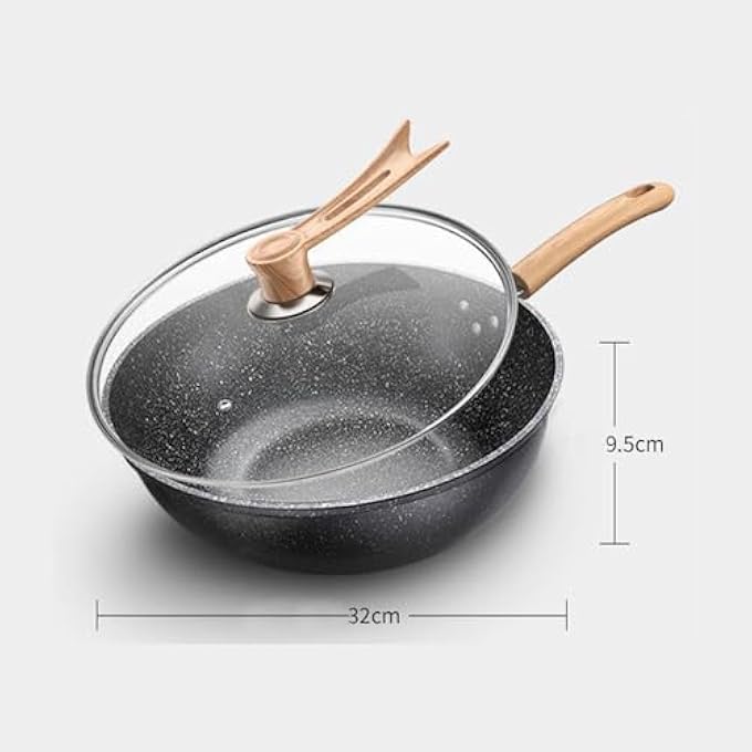 Fohome Nonstick Skillet Deep Frying Pan With Lid  Non Stick Cooking Pan  Saute Pan StayCool Handle  Induction Compatible  Healthy Stone Cookware Cooking Pan Pfoa Free 32Cm Black - Image 5