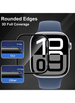ماركة غير محددة واقي شاشة لساعة Apple Watch Series 10 مقاس 46 مم، عبوة من 3 واقيات شاشة ثلاثية الأبعاد منحنية مضادة للخدش عالية الدقة [خالية من الفقاعات] واقي شاشة عالي الدقة مضاد لبصمات الأصابع ومقاوم للكسر  - Image 3