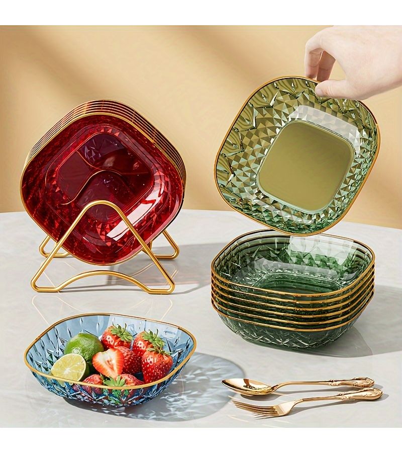 Set Of 5 Golden Square Trays For Serving Snacks Fruits Desserts - Image 4