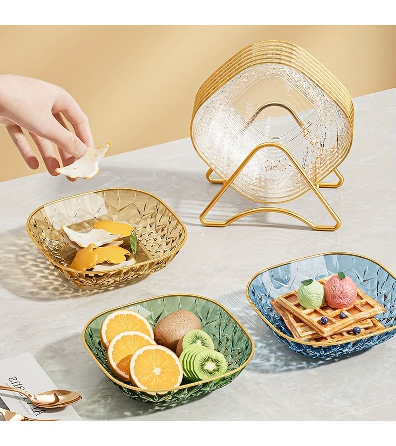 Set Of 5 Golden Square Trays For Serving Snacks Fruits Desserts - Image 5