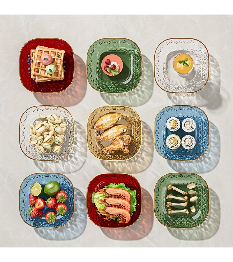 Set Of 5 Golden Square Trays For Serving Snacks Fruits Desserts - Image 2