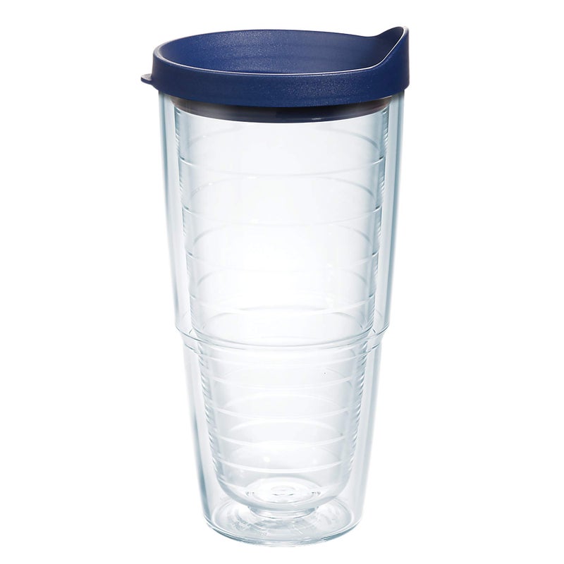 Tervis Clear  Colorful Lidded Made in USA Double Walled Insulated Tumbler Travel Cup Keeps Drinks Cold  Hot 24oz Navy Lid