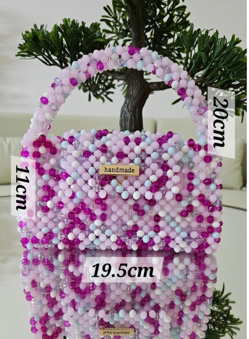 Handmade Elegant Crystal beaded hand/shoulder/ crossbody bag with card holder gift for women - Image 4