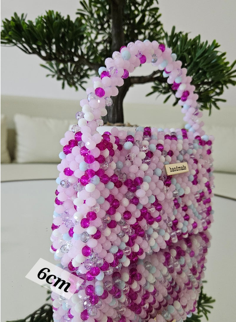 Handmade Elegant Crystal beaded hand/shoulder/ crossbody bag with card holder gift for women - Image 3