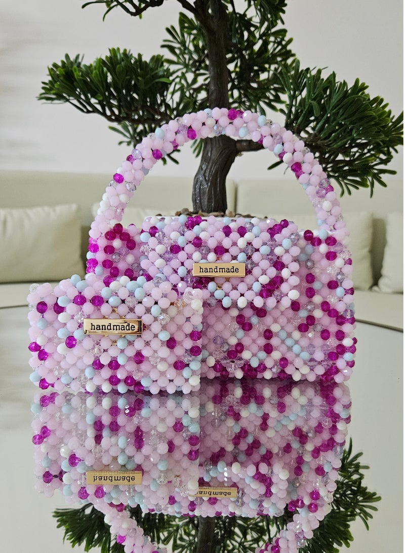 Handmade Elegant Crystal beaded hand/shoulder/ crossbody bag with card holder gift for women - Image 5