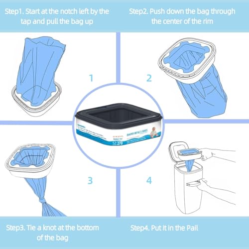 Chariholis 6 Packs-Standard Square Refills Disposal Bags Refill Compatible with Diaper Genie Classic, Compact and Select Pails, Hold Up to 270 Newborn-Sized Diapers Per Refill - Image 4