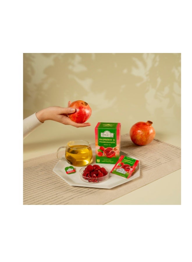 Ahmad Tea London Raspberry & Pomegranate Green Tea – 20 Foil Tea Bags - Image 2