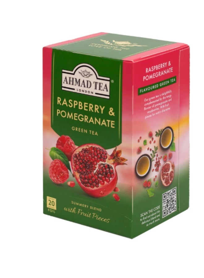 Ahmad Tea London Raspberry & Pomegranate Green Tea – 20 Foil Tea Bags - Image 4