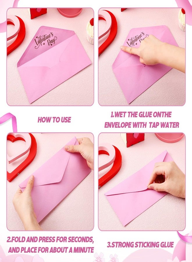 Harloon 100 Pcs Valentine's Day Envelopes #10 Red Pink White Valentine's V Flap Kraft Envelopes with Lining and Self-adhesive for Holiday Gift Mailing Office Business Birthday Party - Image 3
