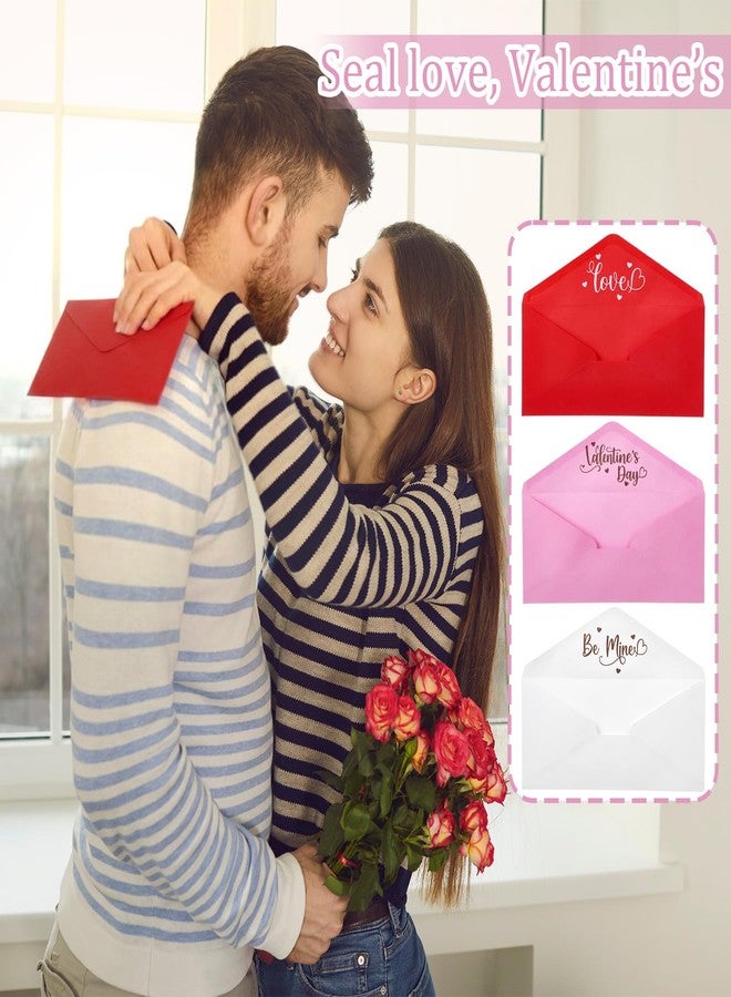 Harloon 100 Pcs Valentine's Day Envelopes #10 Red Pink White Valentine's V Flap Kraft Envelopes with Lining and Self-adhesive for Holiday Gift Mailing Office Business Birthday Party - Image 4
