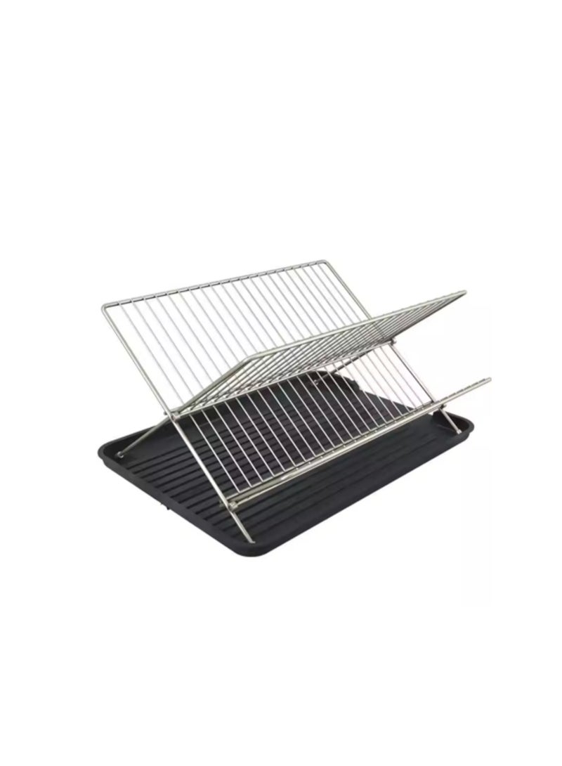 Smart Storage ✨ Premium Fold-Flat Dish Drying Rack – Carbon Steel Kitchen Dish Drainer with Removable Drip Tray, Space-Saving Kitchen Counter Organizer - Image 1