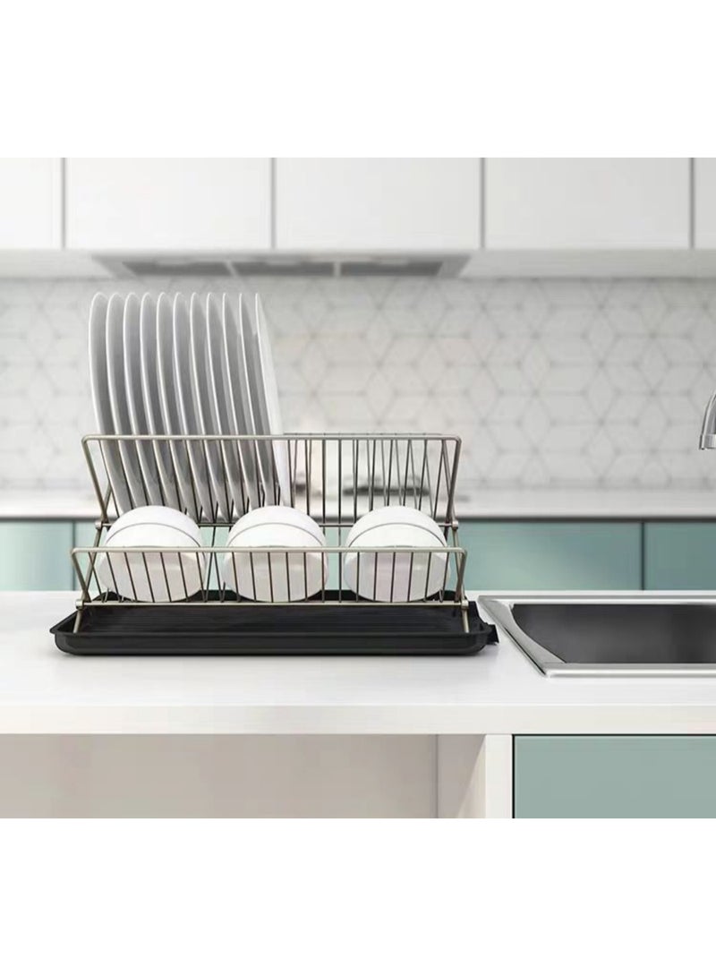 Smart Storage ✨ Premium Fold-Flat Dish Drying Rack – Carbon Steel Kitchen Dish Drainer with Removable Drip Tray, Space-Saving Kitchen Counter Organizer - Image 5