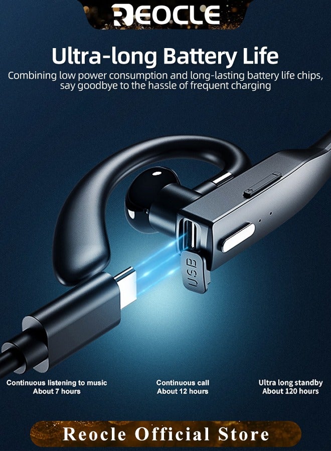 ريوكل سماعة بلوتوث لاسلكية مع ميكروفون سماعة أذن بلوتوث للهواتف المحمولة والكمبيوتر الشخصي والكمبيوتر اللوحي والكمبيوتر المحمول والسائق والسائقين ورجال الأعمال - Image 4