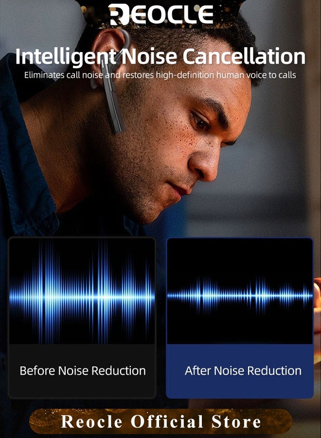 ريوكل سماعة بلوتوث لاسلكية مع ميكروفون سماعة أذن بلوتوث للهواتف المحمولة والكمبيوتر الشخصي والكمبيوتر اللوحي والكمبيوتر المحمول والسائق والسائقين ورجال الأعمال - Image 5