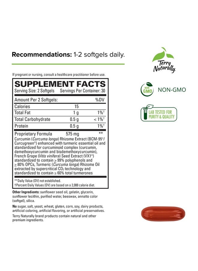 Terry Naturally CuraMed + Clinical OPC - 60 Softgels, Pack of 2 - with BCM-95 Curcumin & French Grape Seed Extract VX1 - Non-GMO, Gluten Free - 60 Total Servings - Image 1