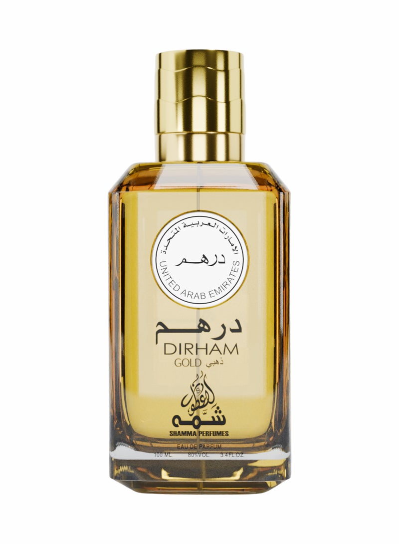 SHAMMA PERFUMES Dirham Gold 100ml Perfume for Men and Women Best Long Lasting Luxury Fragrance Floral Aromatic Unisex Perfume Premium Scent Gift for Men and Women Everyday Wear - Image 1