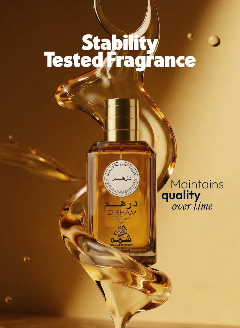 SHAMMA PERFUMES Dirham Gold 100ml Perfume for Men and Women Best Long Lasting Luxury Fragrance Floral Aromatic Unisex Perfume Premium Scent Gift for Men and Women Everyday Wear - Image 5