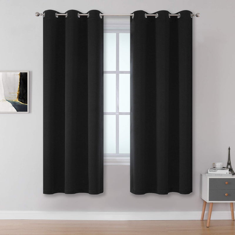 DUALIFE Blackout Curtains for Bedroom 63 Inch Length Solid Thermal Insulated Dimming Room Darkening Curtains for Kids Room Grommet Top 42 x 63 Inch Set of 2 Panels