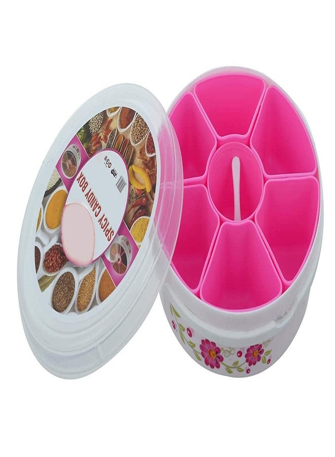 DIHOK pink Spice Box | Masala Box for Kitchen | Masala Dabba plastic | Masala Dani for Kitchen See through lid 7 containers 1 Spoon - Image 2