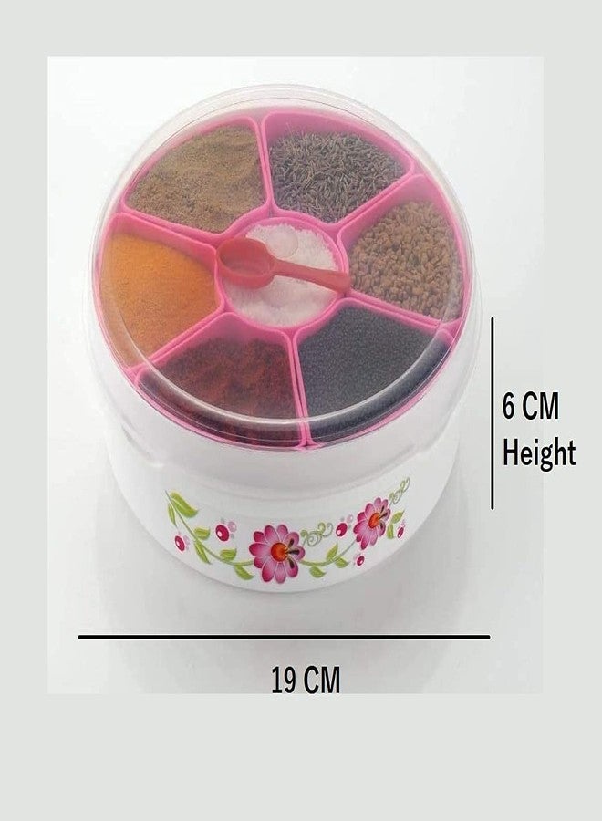 DIHOK pink Spice Box | Masala Box for Kitchen | Masala Dabba plastic | Masala Dani for Kitchen See through lid 7 containers 1 Spoon - Image 3